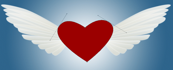 Red heart design with two wings