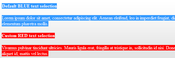 CSS3 text selection