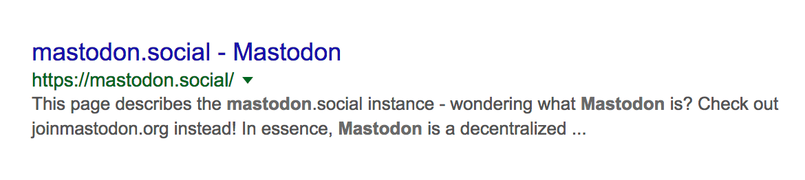 Mastodon missing meta description