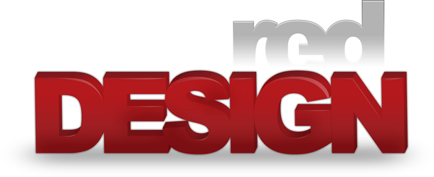 A picture that show the wording red design - custom typography made with Illustrator's Extrude & Bevel