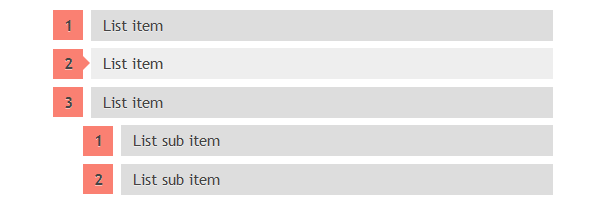 Rectangle shaped numbers for HTML ordered list