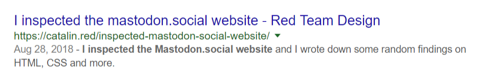 My Mastodon article in the Google SERP